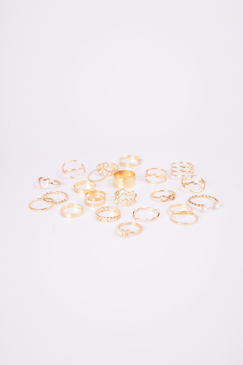 Set of Golden Vintage Rings 21 Pieces (54415)
