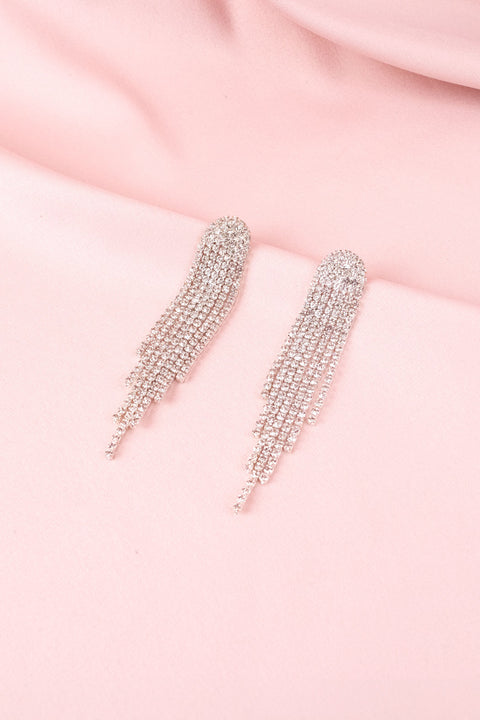 Long Rhinestone Tassel Earrings