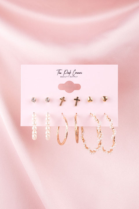 Pearl & Golden Earrings Set  (50985)