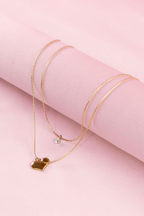 Golden heart & Diamond Necklace