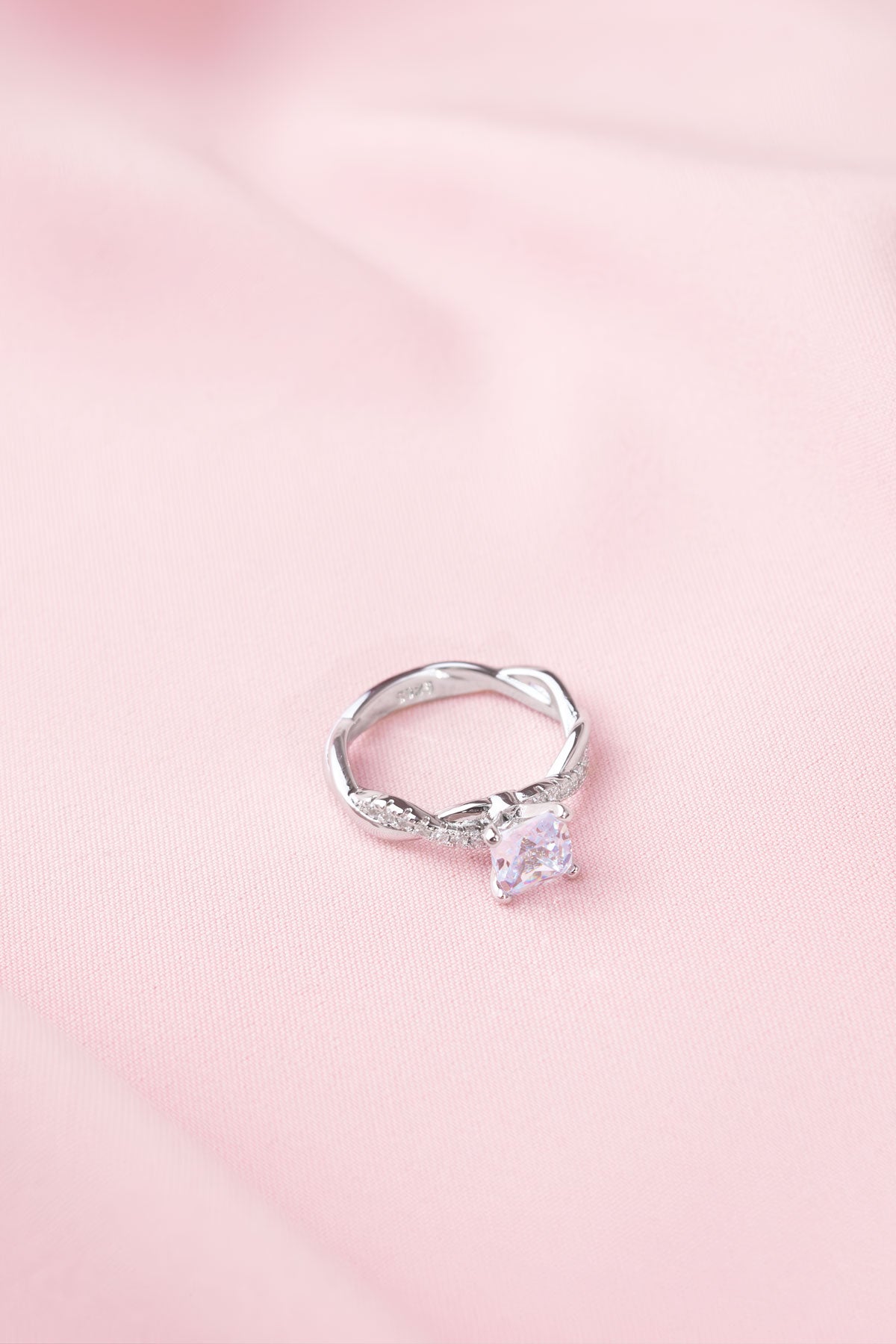 New Gold Plated Princess Square Diamond Ring