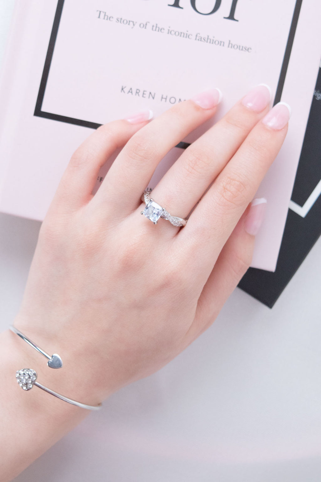 New Gold Plated Princess Square Diamond Ring