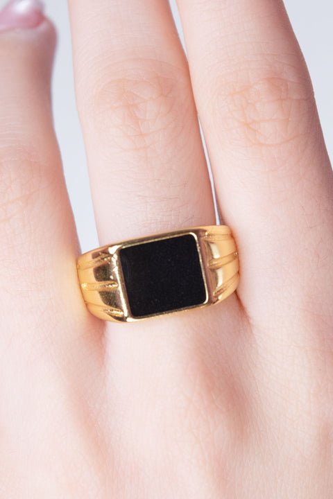 Golden Ring with Enamel Black