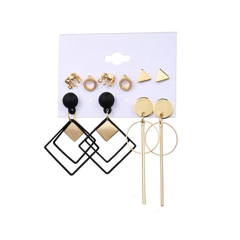 Golden & Black Earring Set (51660)