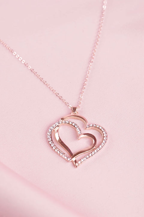 Double Rose gold Heart Necklace